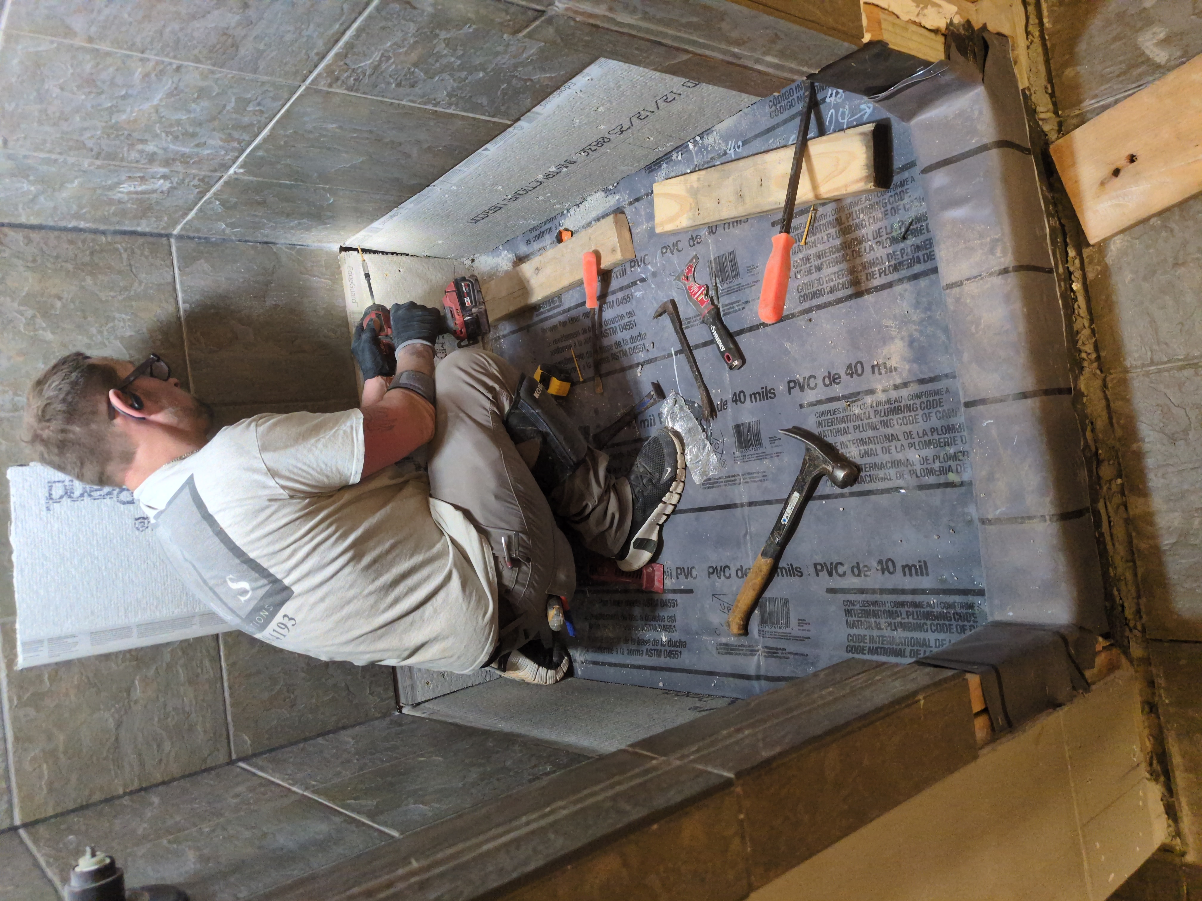 Final cleaning and inspection of an Athens bathroom remodel